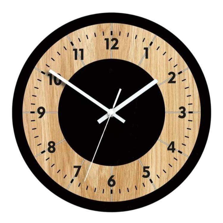 Wooden Round Analog-Digital Wall Clock 3D Decorative Home Wall Clock, Size: 34cm