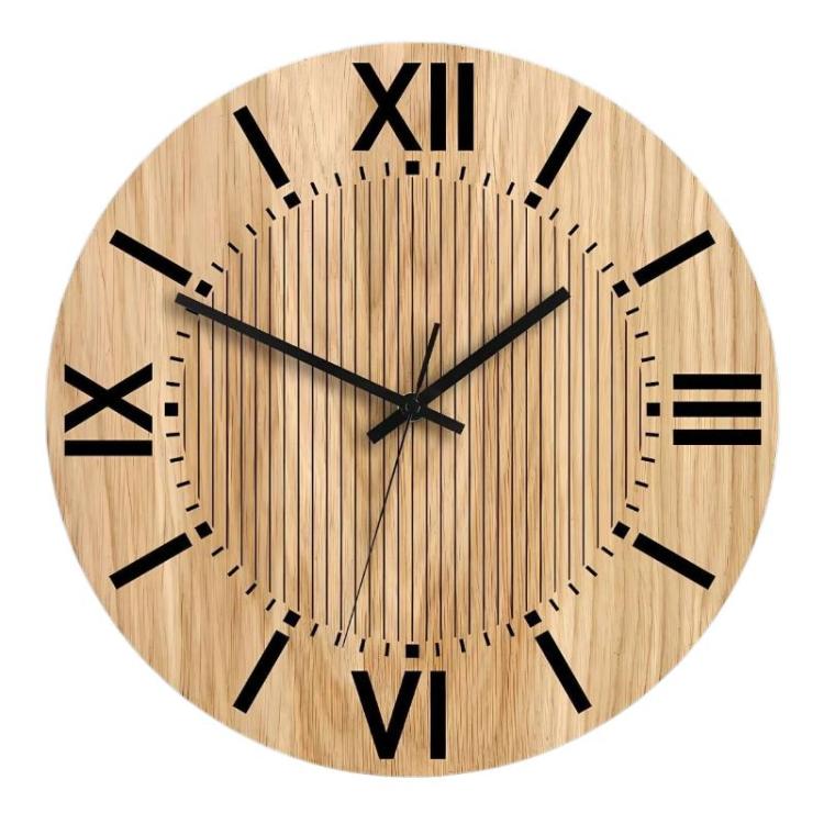Wooden Round Analog-Digital Wall Clock 3D Decorative Home Wall Clock, Size: 34cm