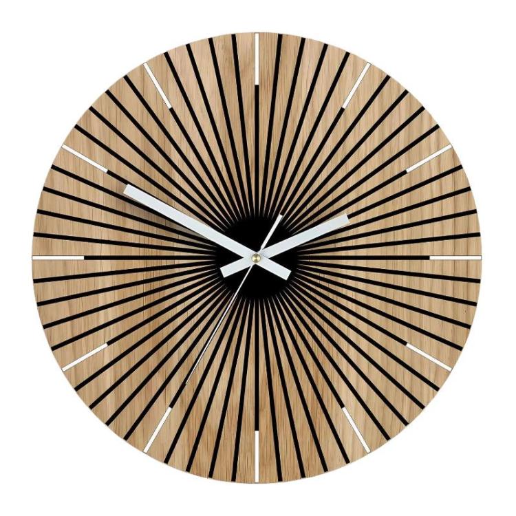 Wooden Round Analog-Digital Wall Clock 3D Decorative Home Wall Clock, Size: 34cm