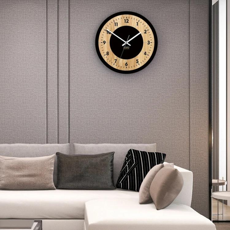 Wooden Round Analog-Digital Wall Clock 3D Decorative Home Wall Clock, Size: 34cm
