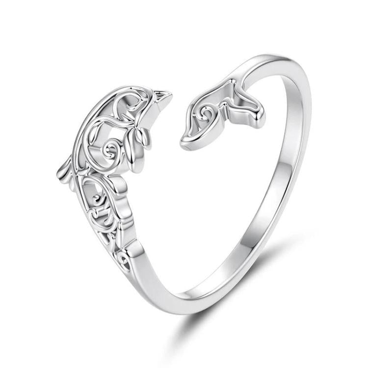 Copper Plated With White Gold Adjustable Ocean Life Opening Ring