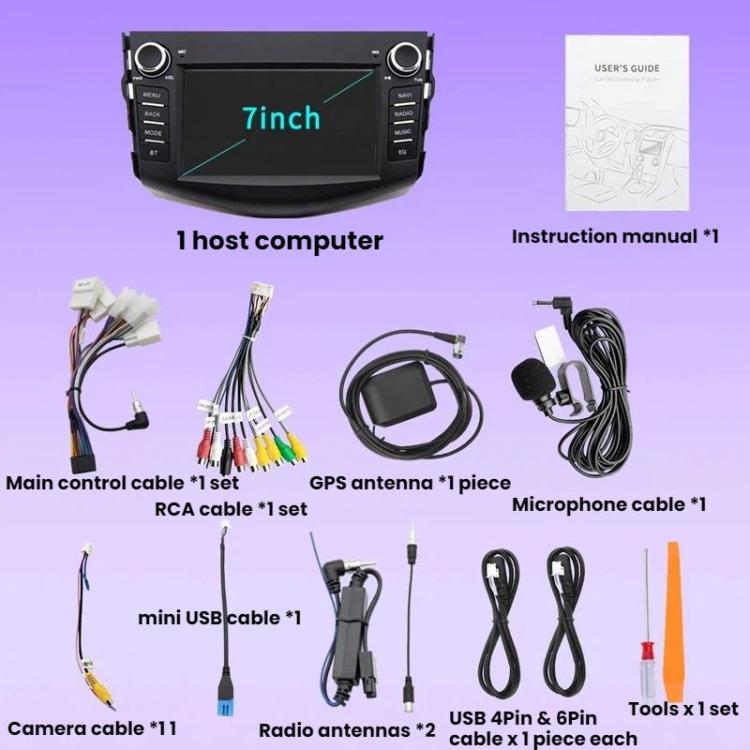 7 inch Smartphone-connected GPS Navigator For Toyota RAV4, Specification: Octa-core 4GB+64GB