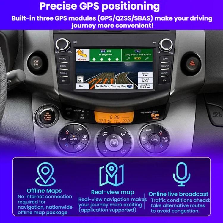 7 inch Smartphone-connected GPS Navigator For Toyota RAV4, Specification: Quad-core 2GB+32GB