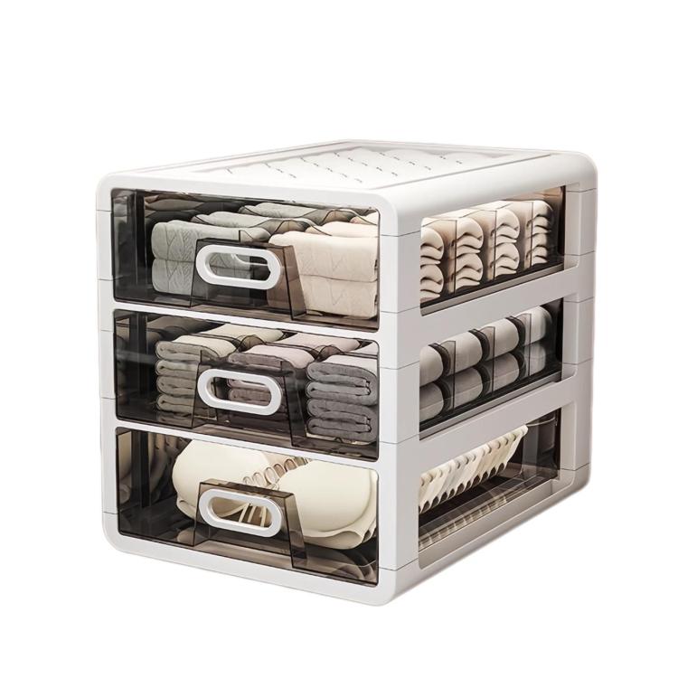Large-Capacity Drawer-Style Underwear Sock Organizer Storage Box, Specification: No Grid Space + 10 Grid Spaces + 15 Grid Spaces