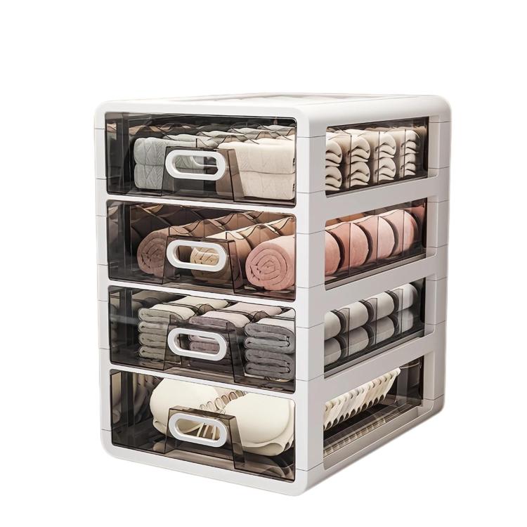 Large-Capacity Drawer-Style Underwear Sock Organizer Storage Box, Specification: No Grid Space + 10 Grid Spaces + 15 Grid Spaces x 2