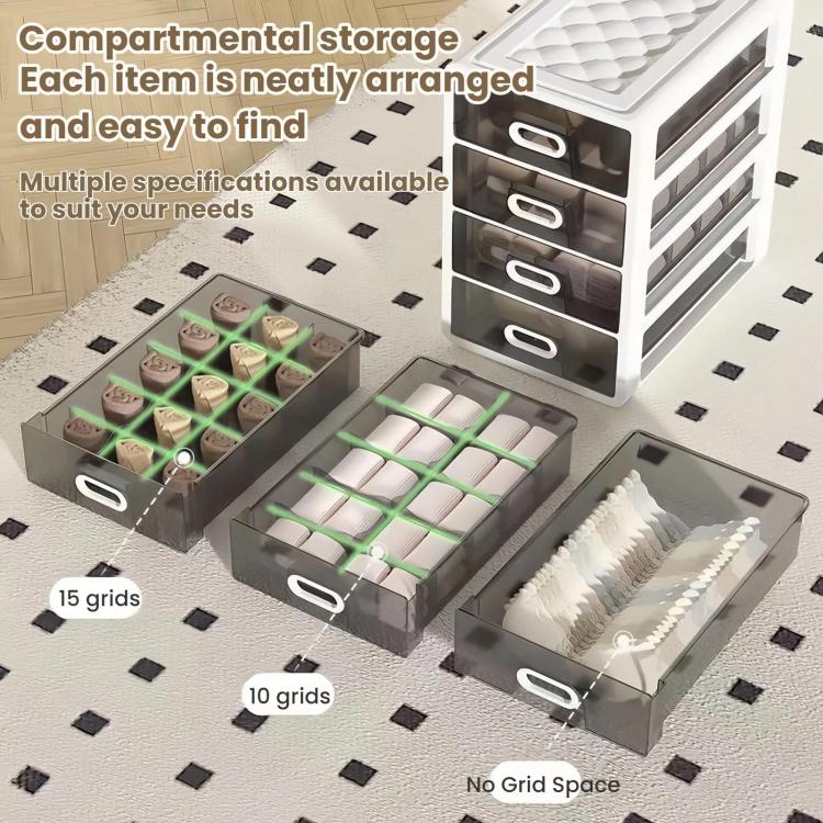 Large-Capacity Drawer-Style Underwear Sock Organizer Storage Box, Specification: 10 Grid Spaces + 15 Grid Spaces