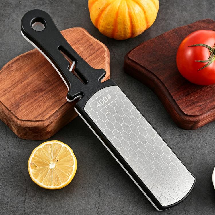 LsCook Double-Sided Emery Stone Knife Sharpener Home Use Quick Multi-Functional Sharpening Stone - Round Head Black White A Color Box Packaging