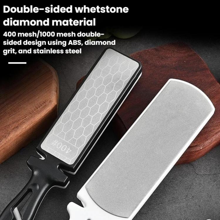LsCook Double-Sided Emery Stone Knife Sharpener Home Use Quick Multi-Functional Sharpening Stone - Round Head Black White A Color Box Packaging