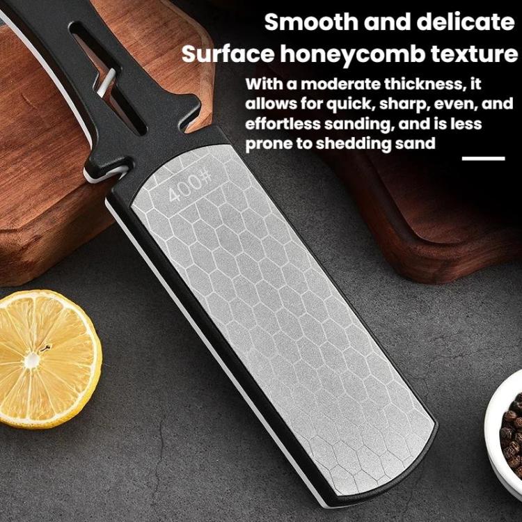 LsCook Double-Sided Emery Stone Knife Sharpener Home Use Quick Multi-Functional Sharpening Stone - Round Head Black White A Color Box Packaging