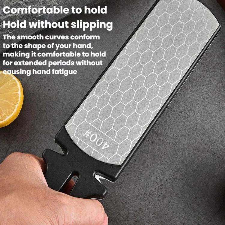 LsCook Double-Sided Emery Stone Knife Sharpener Home Use Quick Multi-Functional Sharpening Stone - Round Head Black White A Color Box Packaging