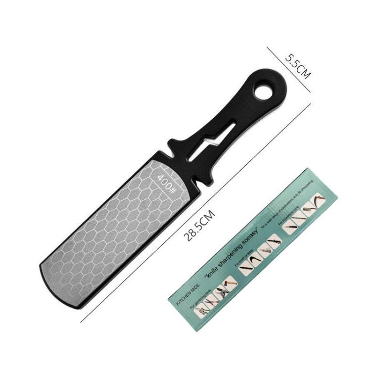 LsCook Double-Sided Emery Stone Knife Sharpener Home Use Quick Multi-Functional Sharpening Stone - Round Head Black White A Color Box Packaging