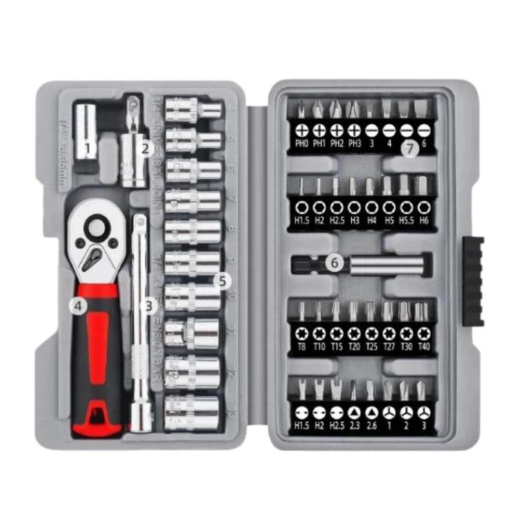 47pcs / set A 1/4 Inch Socket Wrench Tool Set Screwdriver Bits Hardware Repair Tools