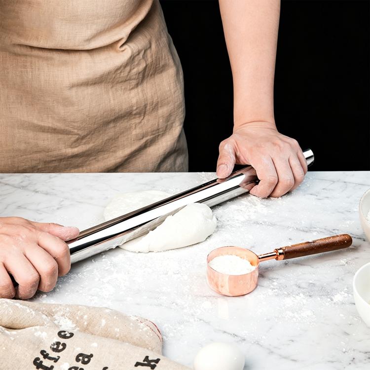 LsCook 32cm 304 Stainless Steel Sanding Rolling Pin Kitchen Baking Tool - Silver