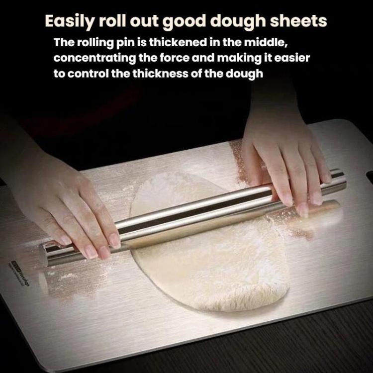 LsCook 32cm 304 Stainless Steel Sanding Rolling Pin Kitchen Baking Tool - Silver