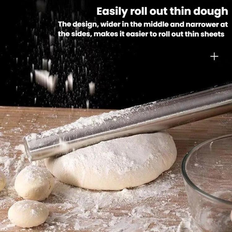 LsCook 32cm 304 Stainless Steel Sanding Rolling Pin Kitchen Baking Tool - Silver