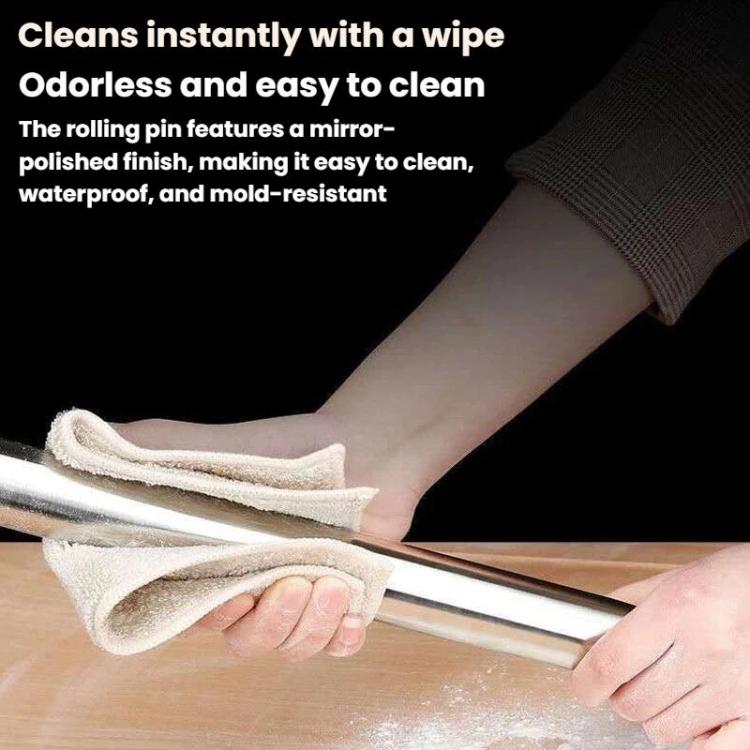 LsCook 32cm 304 Stainless Steel Sanding Rolling Pin Kitchen Baking Tool - Silver