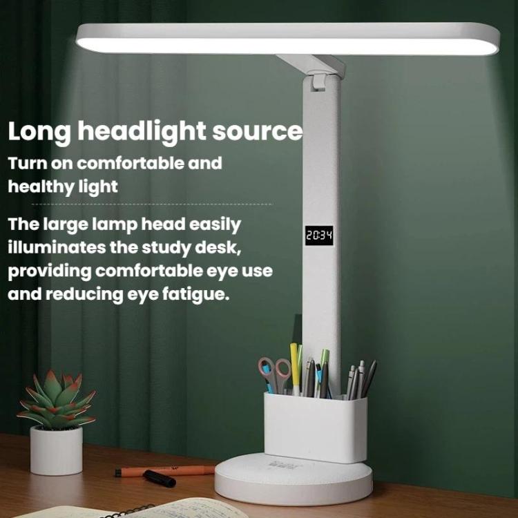 Xiajule Eye-Caring Study Desk Lamp With Time Display 3-Color Temperature Dimmable Reading Bedside Lamp, Spec: XH4000