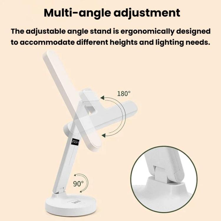 Xiajule Eye-Caring Study Desk Lamp With Time Display 3-Color Temperature Dimmable Reading Bedside Lamp, Spec: XH4000