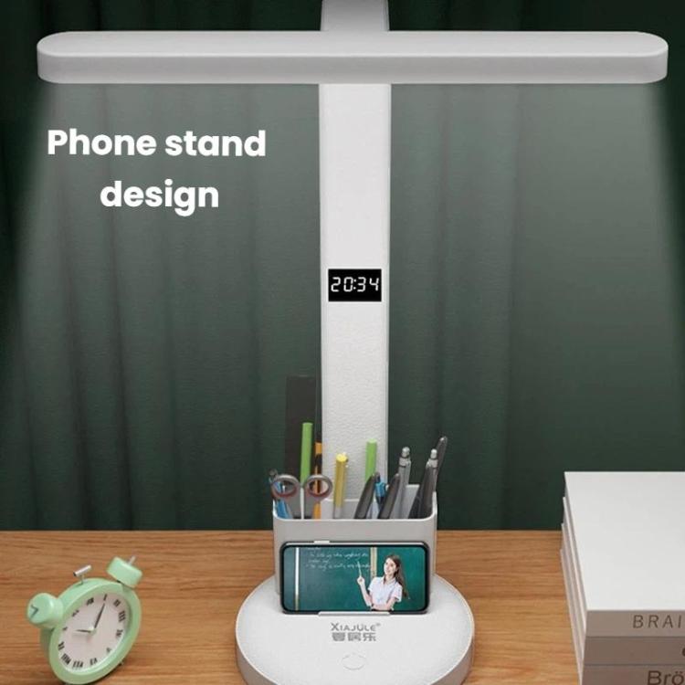 Xiajule Eye-Caring Study Desk Lamp With Time Display 3-Color Temperature Dimmable Reading Bedside Lamp, Spec: XH4000
