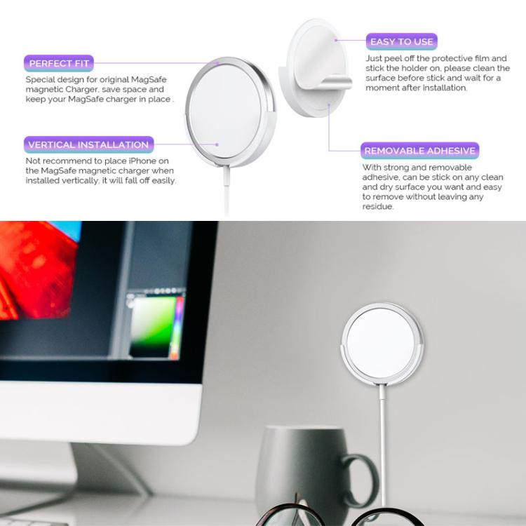 AhaStyle PT136 For iPhone Magnetic Charger Head Wall-Mounted Desktop Adhesive Storage Holder, No Charger