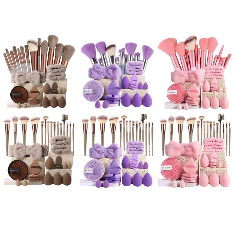 33pcs /Set Makeup Facial Cleansing Puff Makeup Tool Set, Color: Pink