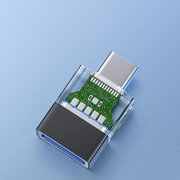 OTG3.0 Lighted Adapter High Speed Data Transfer For Computers Phones Mice Keyboards, Spec: Black TYPE-C Male