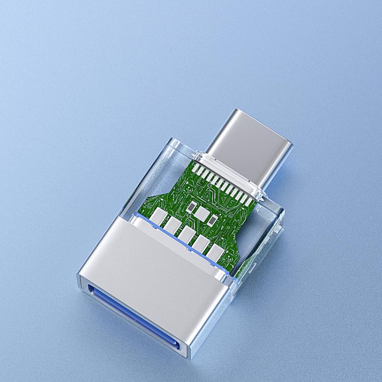 OTG3.0 Lighted Adapter High Speed Data Transfer For Computers Phones Mice Keyboards, Spec: Silver TYPE-C Male