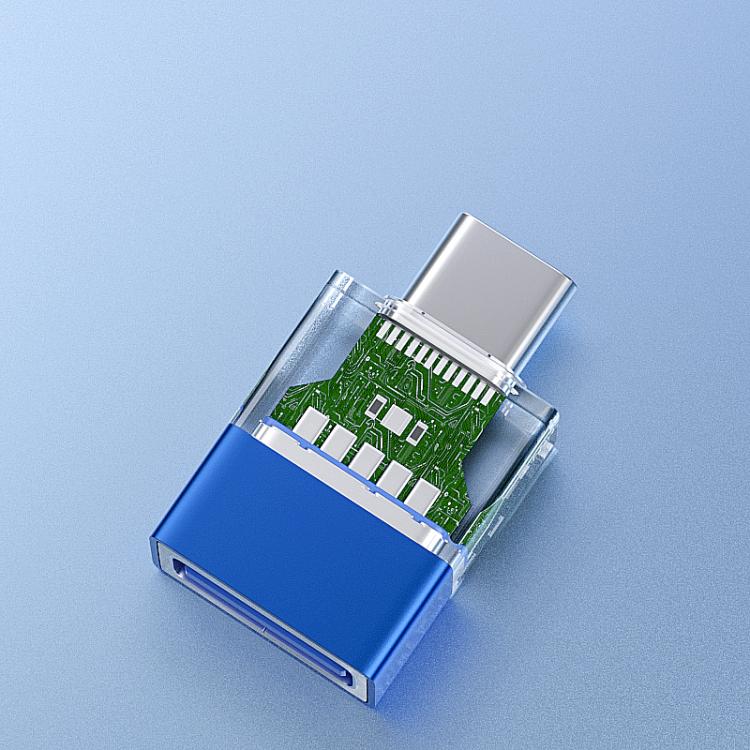 OTG3.0 Lighted Adapter High Speed Data Transfer For Computers Phones Mice Keyboards, Spec: Blue TYPE-C Male
