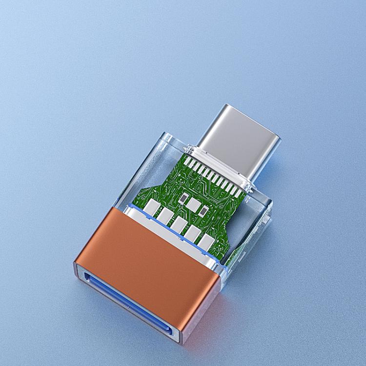 OTG3.0 Lighted Adapter High Speed Data Transfer For Computers Phones Mice Keyboards, Spec: Orange TYPE-C Male