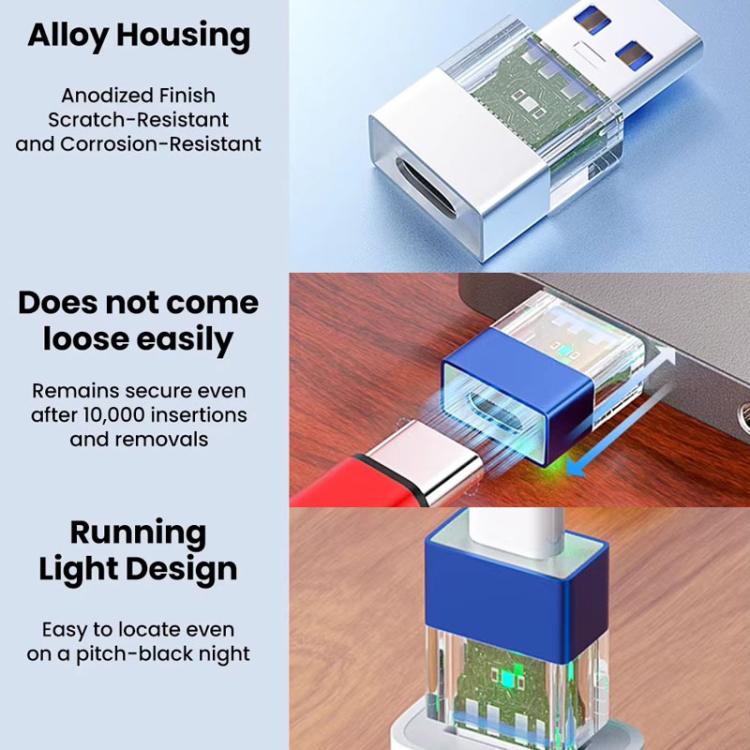 OTG3.0 Lighted Adapter High Speed Data Transfer For Computers Phones Mice Keyboards, Spec: Blue USB Male