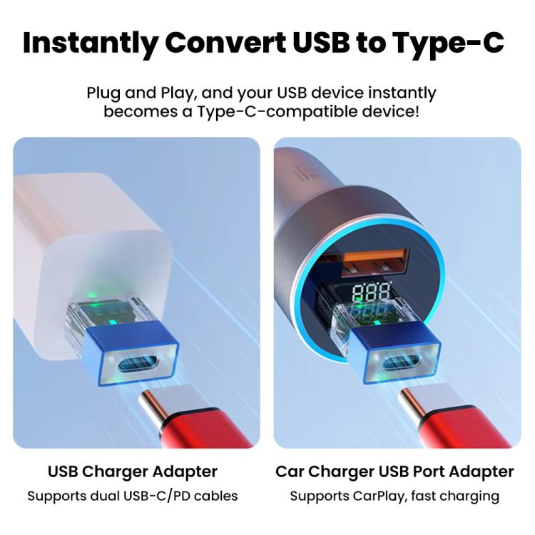 OTG3.0 Lighted Adapter High Speed Data Transfer For Computers Phones Mice Keyboards, Spec: Silver TYPE-C Male