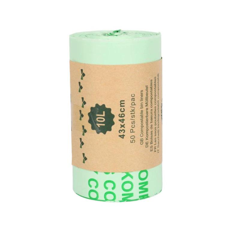 Kitchen PLA Degradable Garbage Bags Household Compostable Flat Top Trash Bags, Spec: 50pcs / set 43 x 46cm