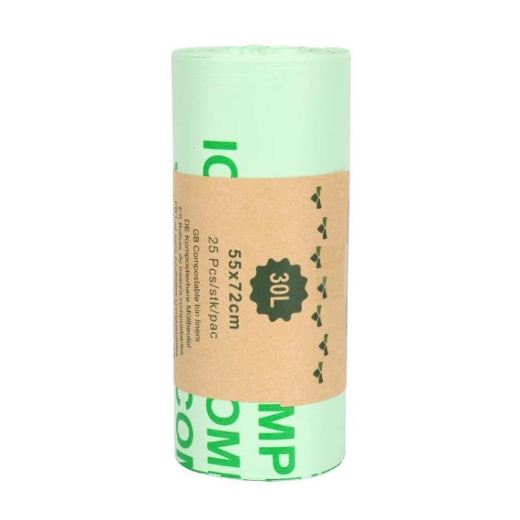 Kitchen PLA Degradable Garbage Bags Household Compostable Flat Top Trash Bags, Spec: 25pcs / set 55 x 72cm