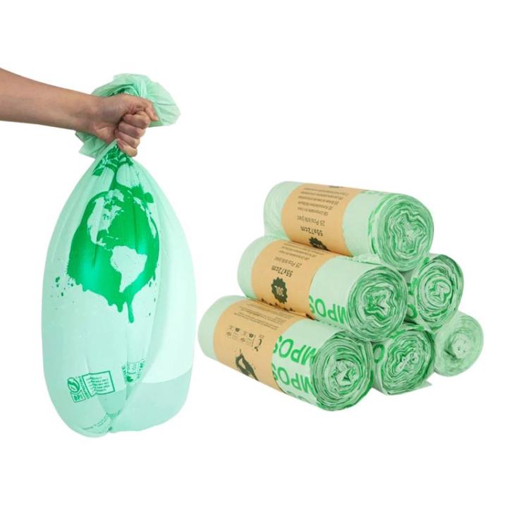 Kitchen PLA Degradable Garbage Bags Household Compostable Flat Top Trash Bags, Spec: 25pcs / set 55 x 72cm