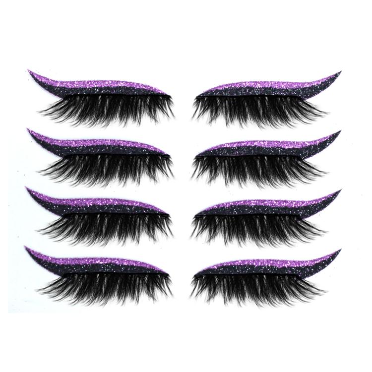 4pairs Waterproof Self-Adhesive Glitter Eyeliner False Eyelashes Eyeshadow Stickers