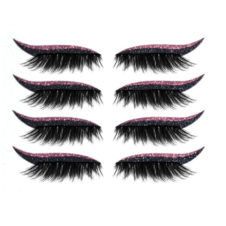 4pairs Waterproof Self-Adhesive Glitter Eyeliner False Eyelashes Eyeshadow Stickers