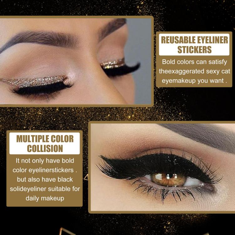 4pairs Waterproof Self-Adhesive Glitter Eyeliner False Eyelashes Eyeshadow Stickers