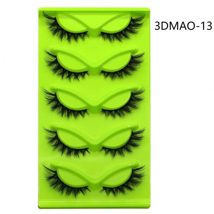 5pair /Set Green Fox-Eye Cat-Eye False Eyelashes Voluminous Curled Realistic Fox-Style Lashes, Spec: 3DMAO-13