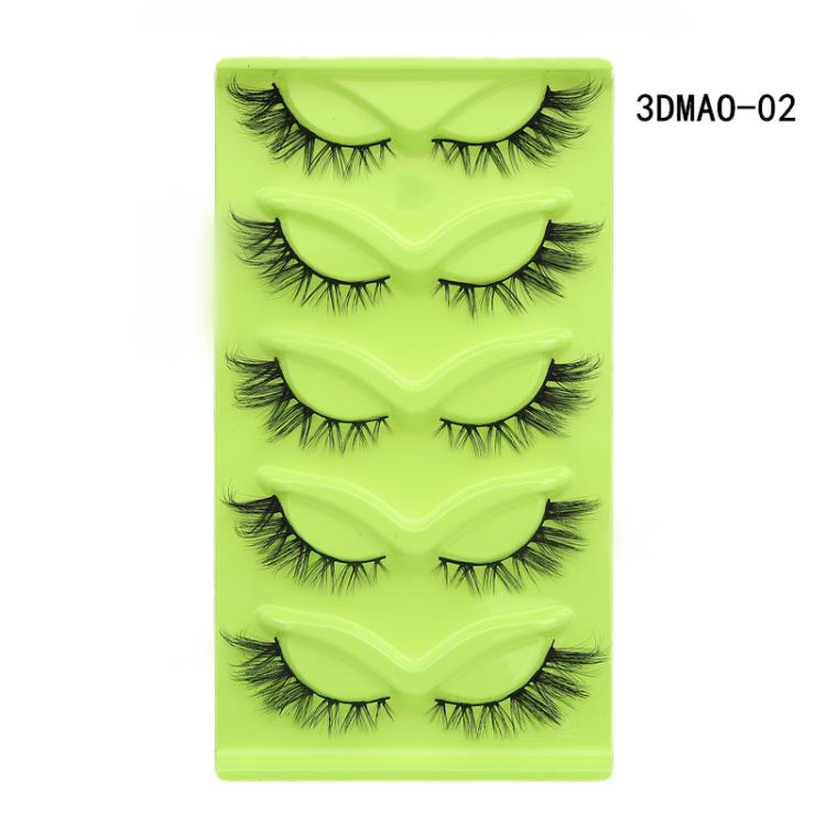 5pair /Set Green Fox-Eye Cat-Eye False Eyelashes Voluminous Curled Realistic Fox-Style Lashes, Spec: 3DMAO-02