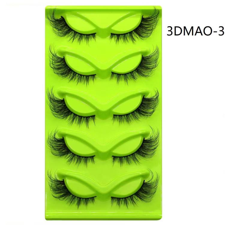 5pair /Set Green Fox-Eye Cat-Eye False Eyelashes Voluminous Curled Realistic Fox-Style Lashes, Spec: 3DMAO-03