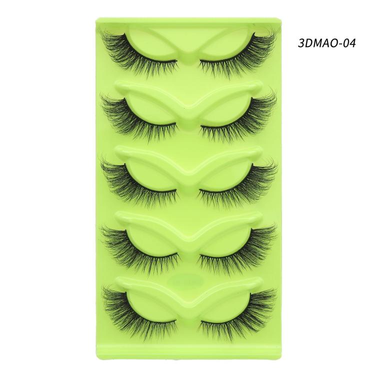 5pair /Set Green Fox-Eye Cat-Eye False Eyelashes Voluminous Curled Realistic Fox-Style Lashes, Spec: 3DMAO-04
