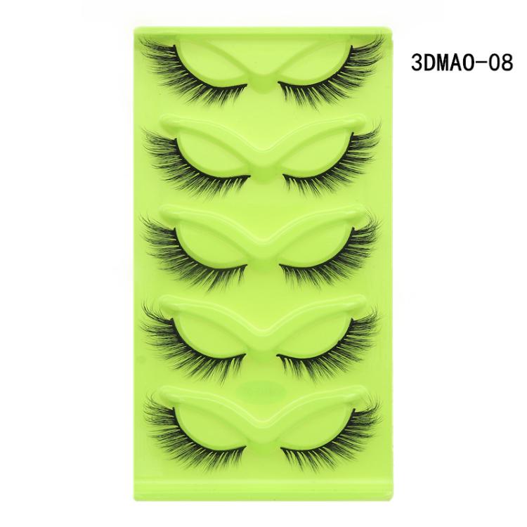 5pair /Set Green Fox-Eye Cat-Eye False Eyelashes Voluminous Curled Realistic Fox-Style Lashes, Spec: 3DMAO-08