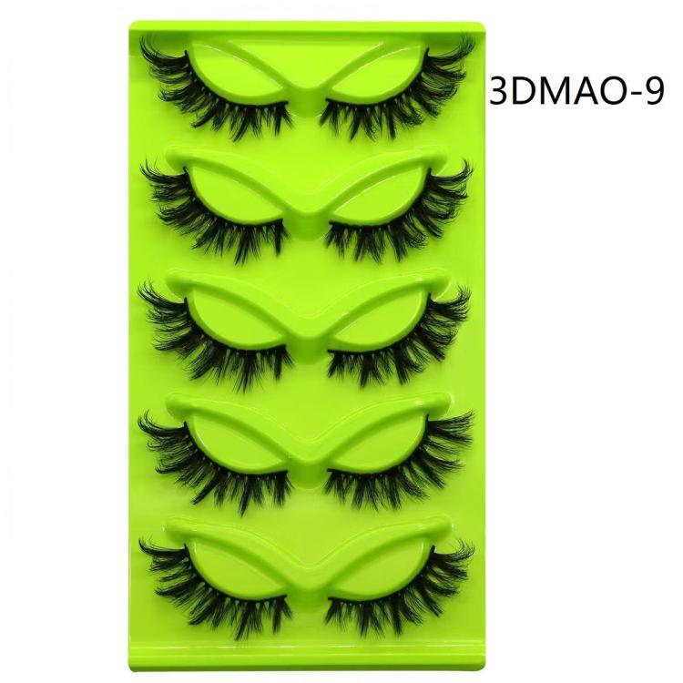5pair /Set Green Fox-Eye Cat-Eye False Eyelashes Voluminous Curled Realistic Fox-Style Lashes, Spec: 3DMAO-09