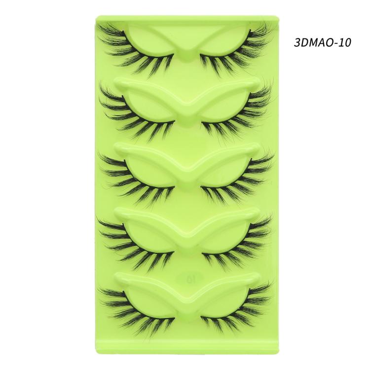 5pair /Set Green Fox-Eye Cat-Eye False Eyelashes Voluminous Curled Realistic Fox-Style Lashes, Spec: 3DMAO-10