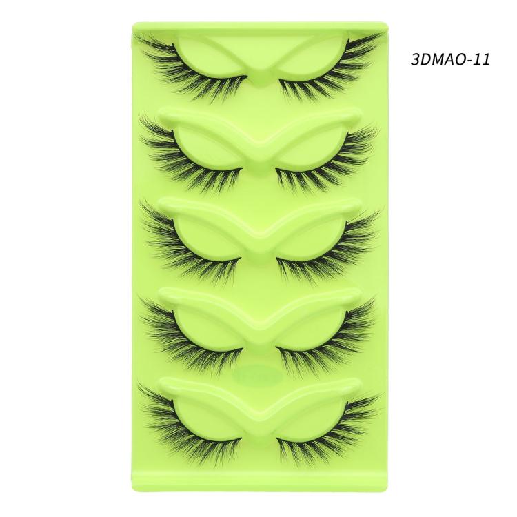 5pair /Set Green Fox-Eye Cat-Eye False Eyelashes Voluminous Curled Realistic Fox-Style Lashes, Spec: 3DMAO-11