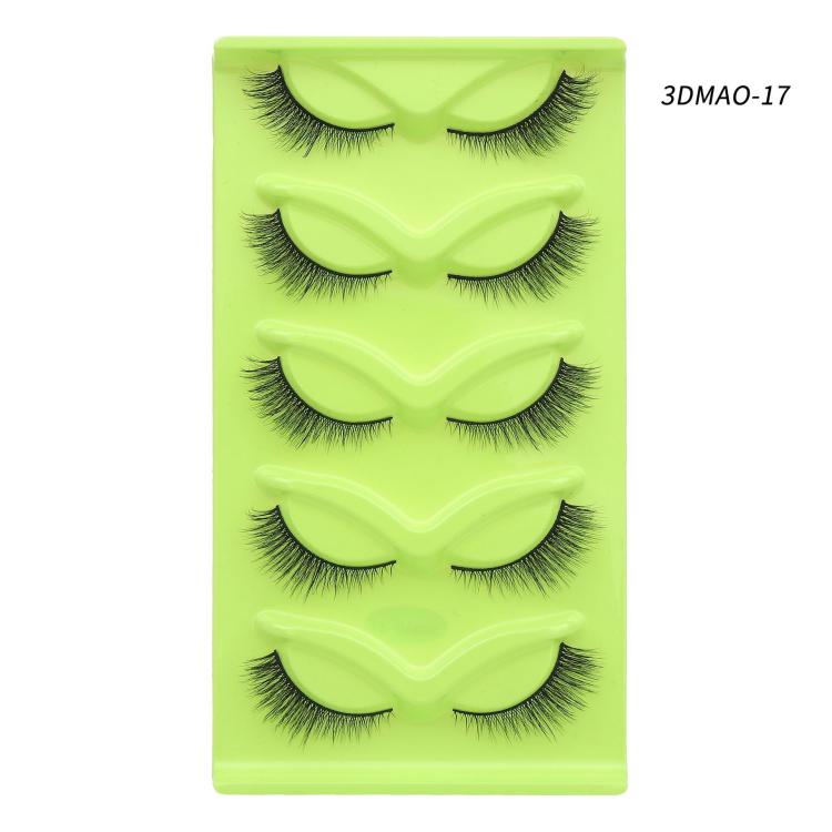 5pair /Set Green Fox-Eye Cat-Eye False Eyelashes Voluminous Curled Realistic Fox-Style Lashes, Spec: 3DMAO-17