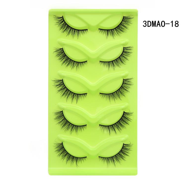 5pair /Set Green Fox-Eye Cat-Eye False Eyelashes Voluminous Curled Realistic Fox-Style Lashes, Spec: 3DMAO-18