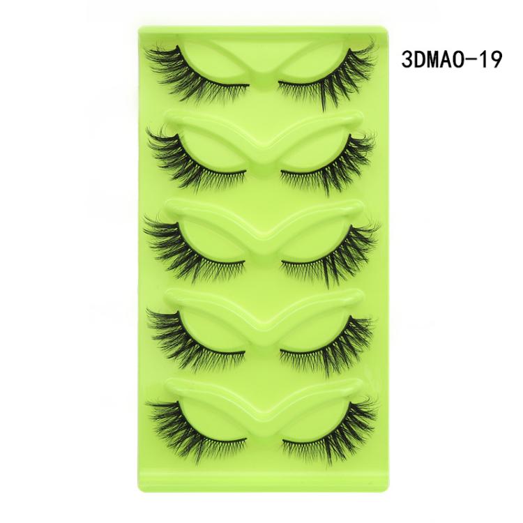 5pair /Set Green Fox-Eye Cat-Eye False Eyelashes Voluminous Curled Realistic Fox-Style Lashes, Spec: 3DMAO-19