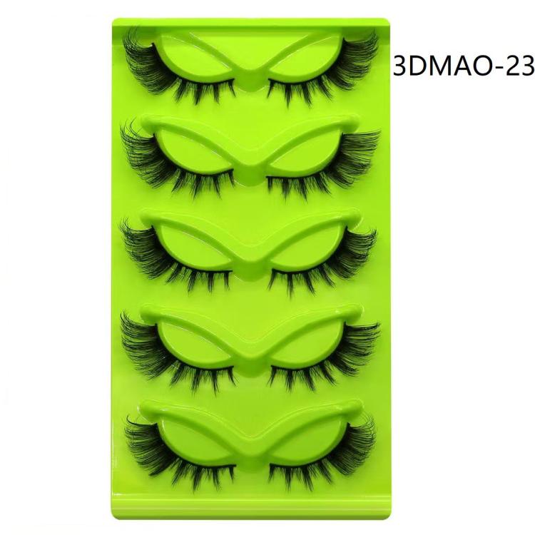 5pair /Set Green Fox-Eye Cat-Eye False Eyelashes Voluminous Curled Realistic Fox-Style Lashes, Spec: 3DMAO-23
