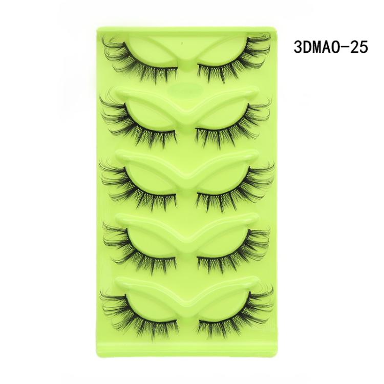 5pair /Set Green Fox-Eye Cat-Eye False Eyelashes Voluminous Curled Realistic Fox-Style Lashes, Spec: 3DMAO-25